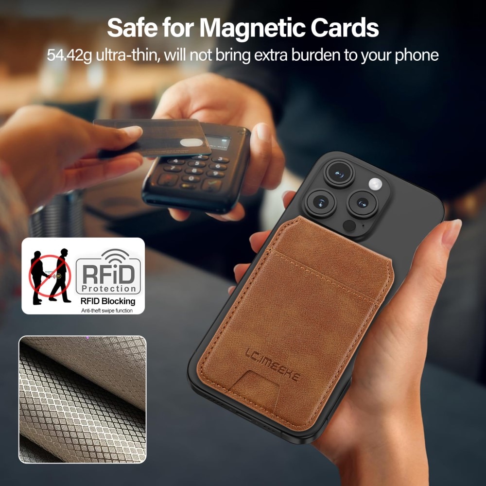 MagSafe Kaarthouder met Standaard en RFID-bescherming cognac