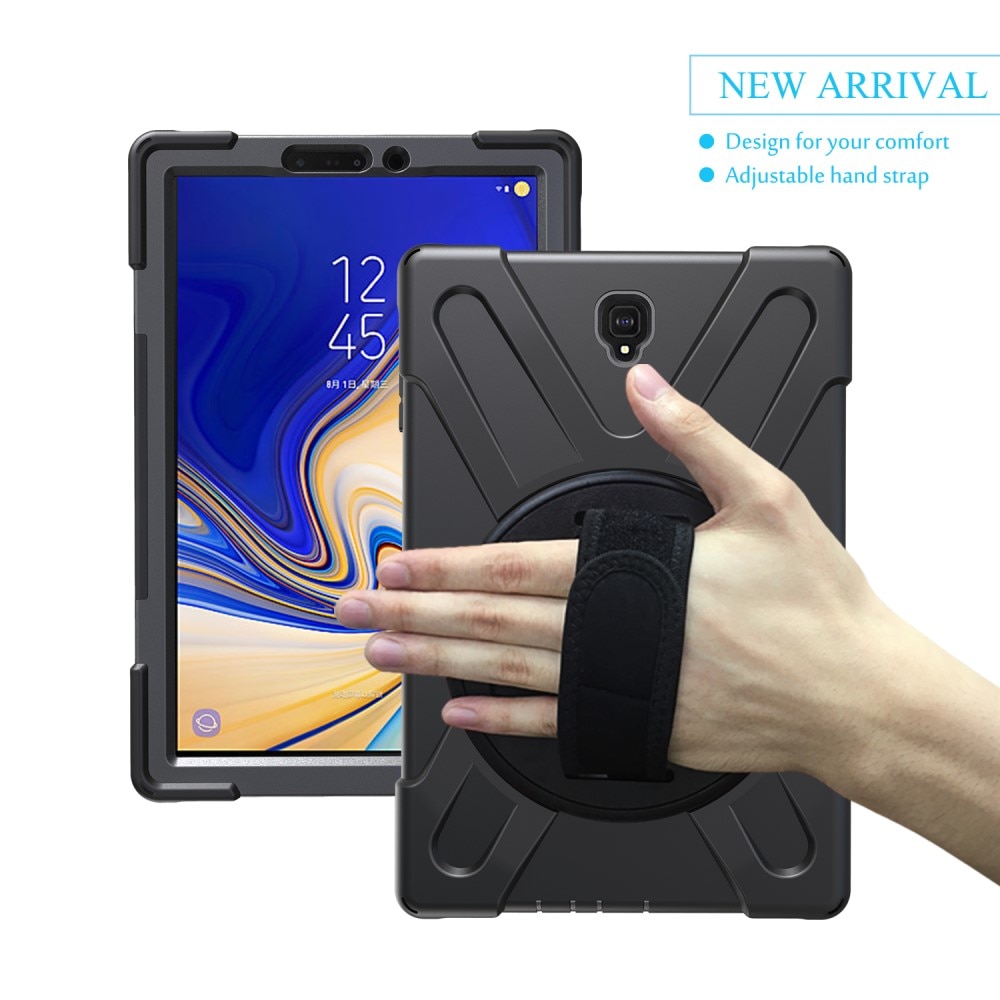 Samsung Galaxy Tab S4 10.5 Schokbestendige Hybridcase met schouderriem zwart