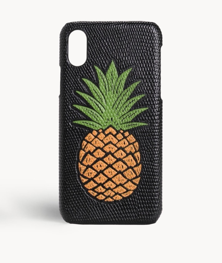 Hoesje iPhone Xs Max Pineapple Orange Lizard Black