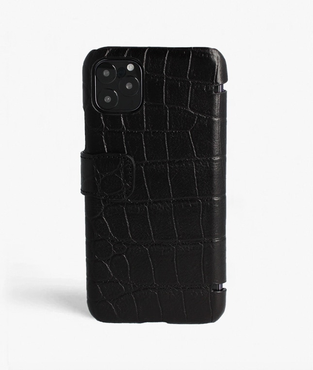 Bookcover hoesje iPhone 11 Pro Max Lizard Black