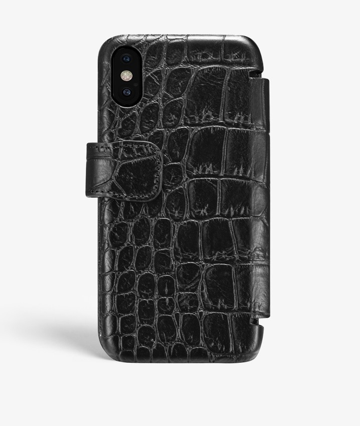 Bookcover hoesje iPhone X/XS Lizard Black