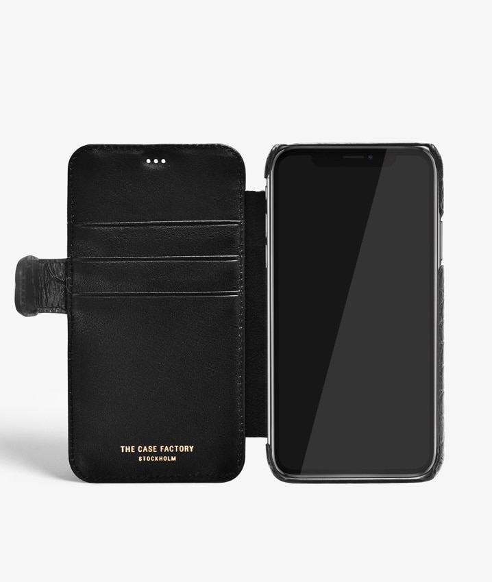 Bookcover hoesje iPhone X/XS Lizard Black