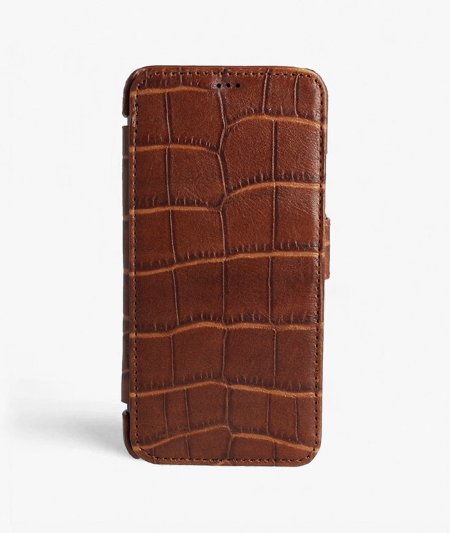 Bookcover hoesje iPhone 11 Pro Max Lizard Cognac