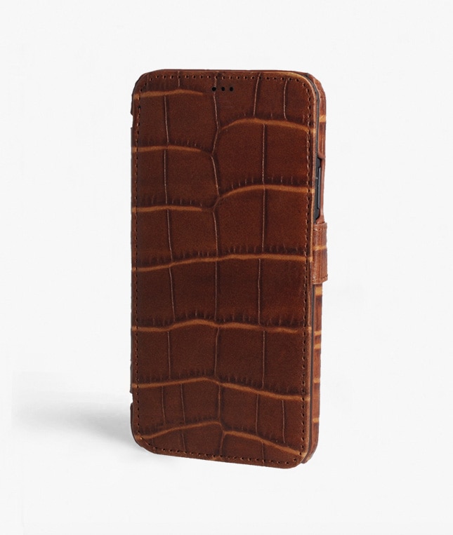 Bookcover hoesje iPhone 11 Pro Max Lizard Cognac