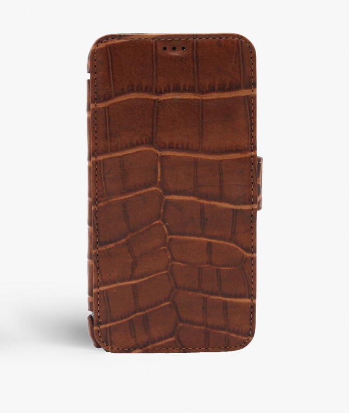 Bookcover hoesje iPhone X/XS Lizard Cognac