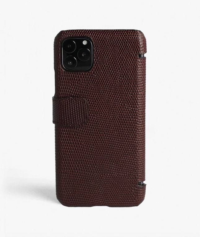 Bookcover hoesje iPhone 11 Pro Max Lizard Brown