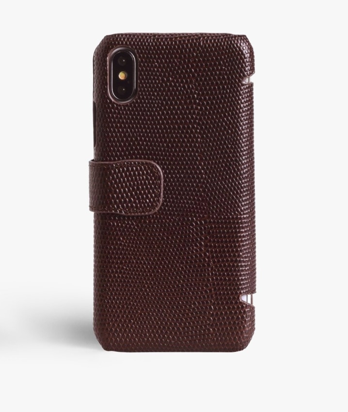 Bookcover hoesje iPhone X/XS Lizard Brown