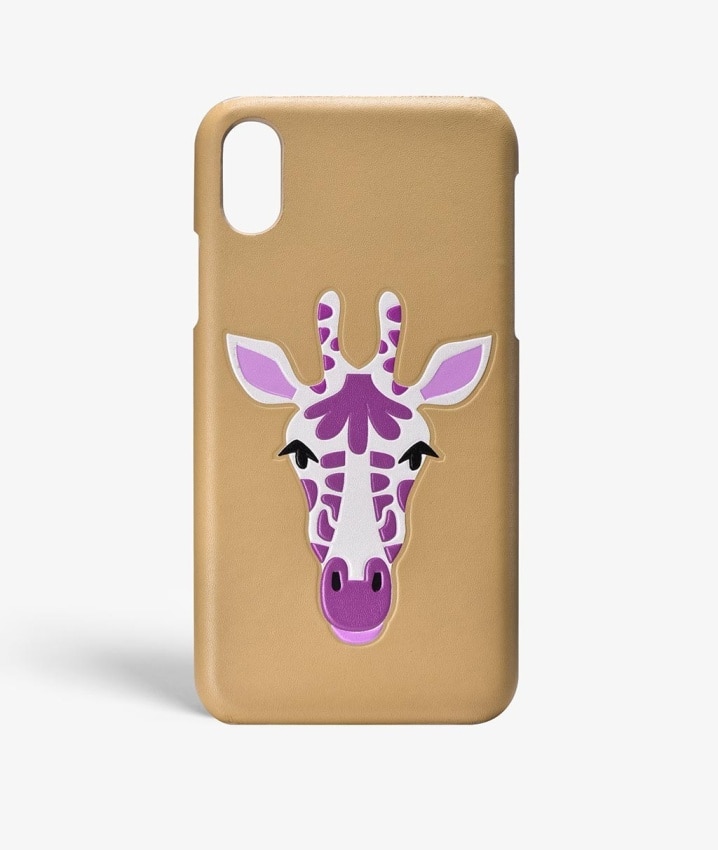 Hoesje iPhone X/XS Giraffe Nappa Beige