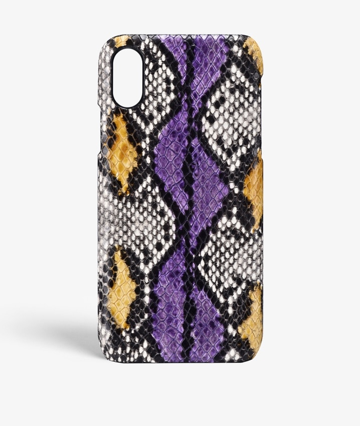 Hoesje iPhone X/XS Snake Lila/Ocra