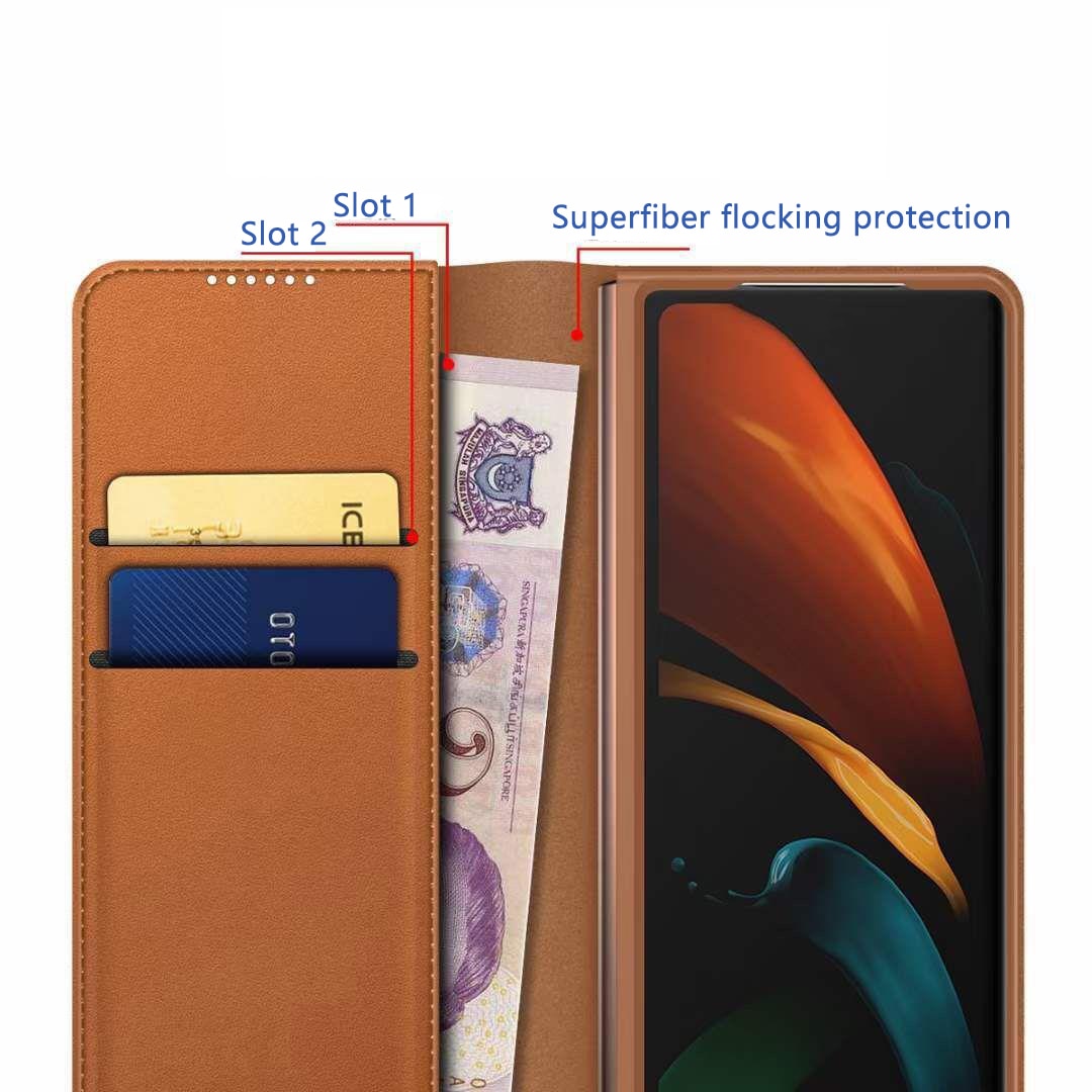 Samsung Galaxy Z Fold 5 Echt lederen hoesje Cognac