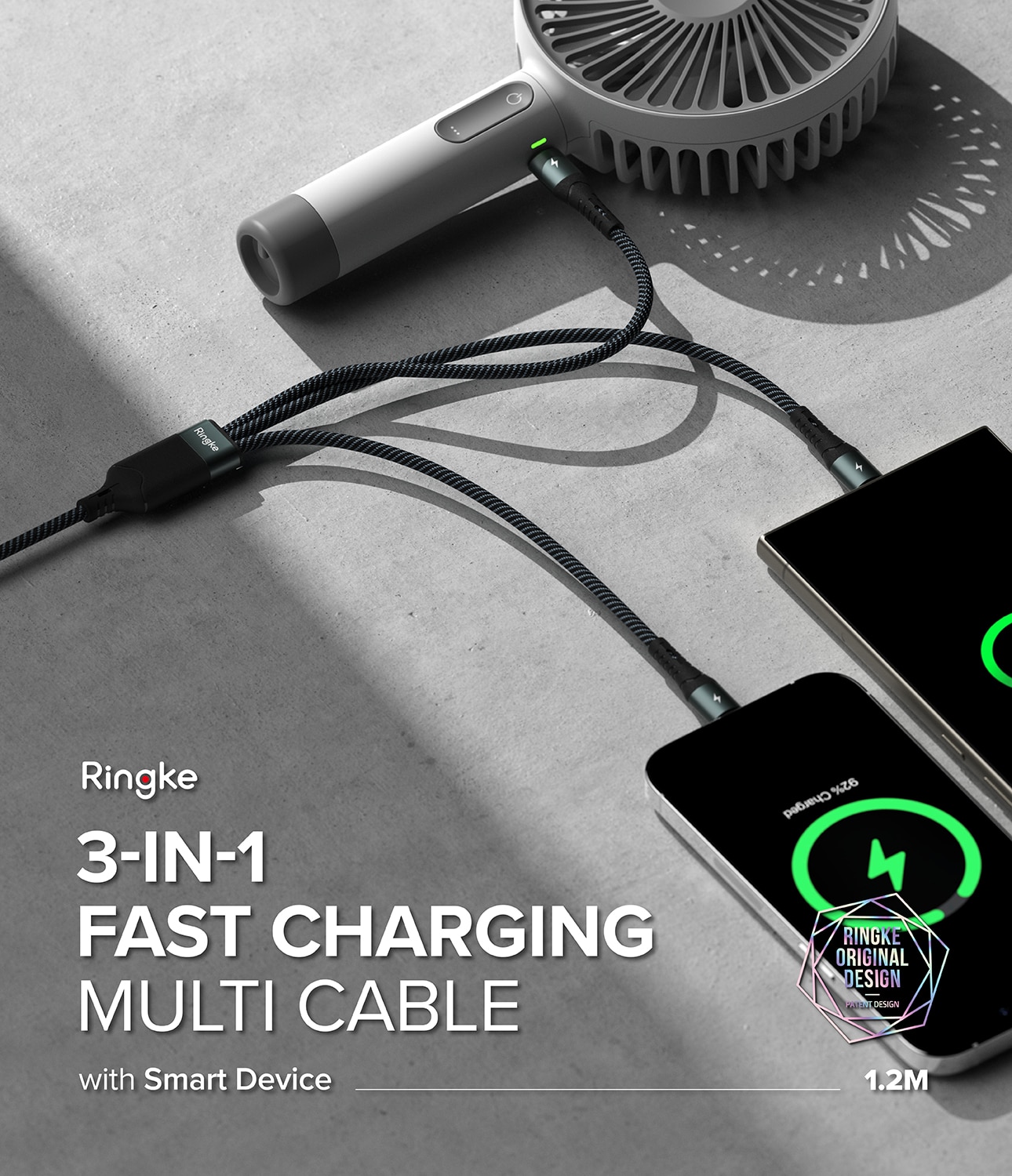 3-in-1 Fast Charging Multi Kabel zwart