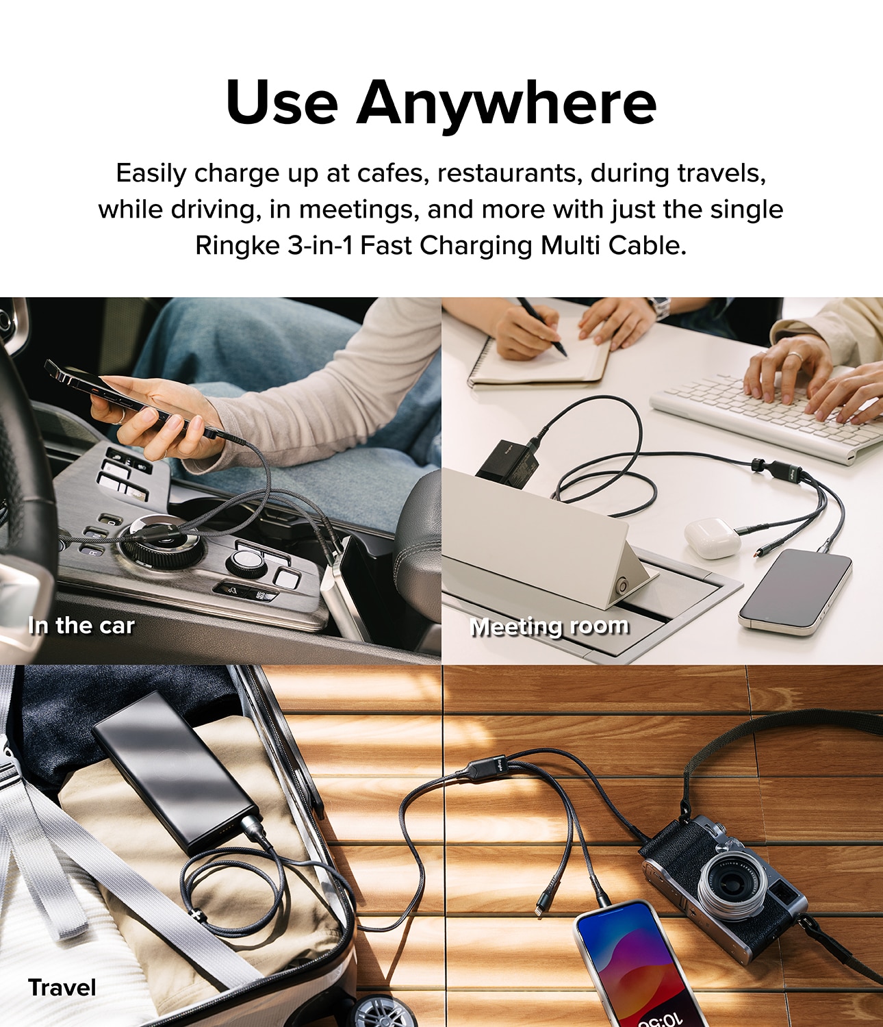 3-in-1 Fast Charging Multi Kabel zwart