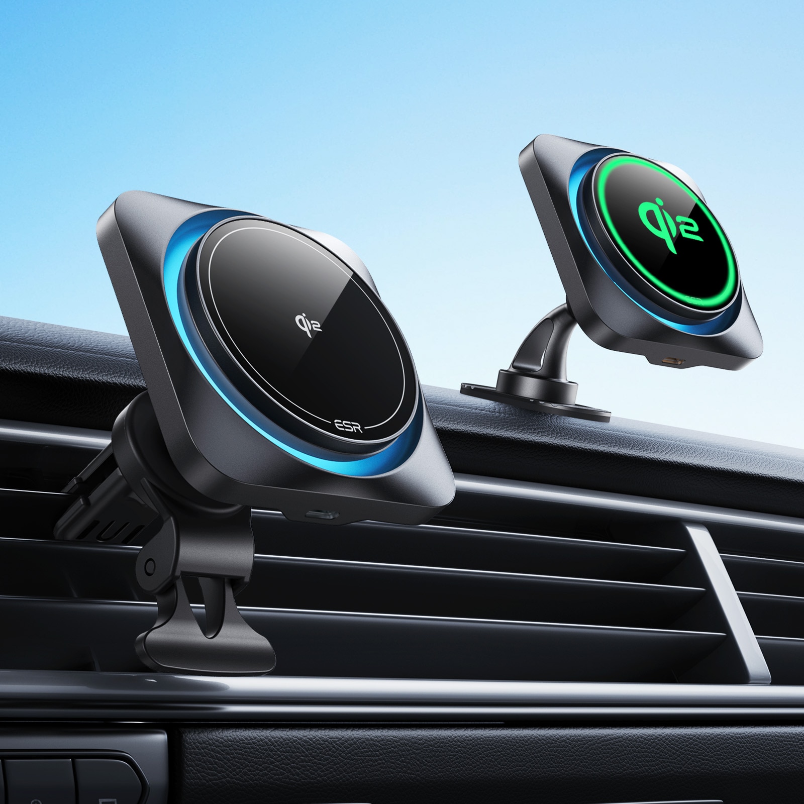 Qi2 HaloLock CryoBoost Wireless Car Charger zwart