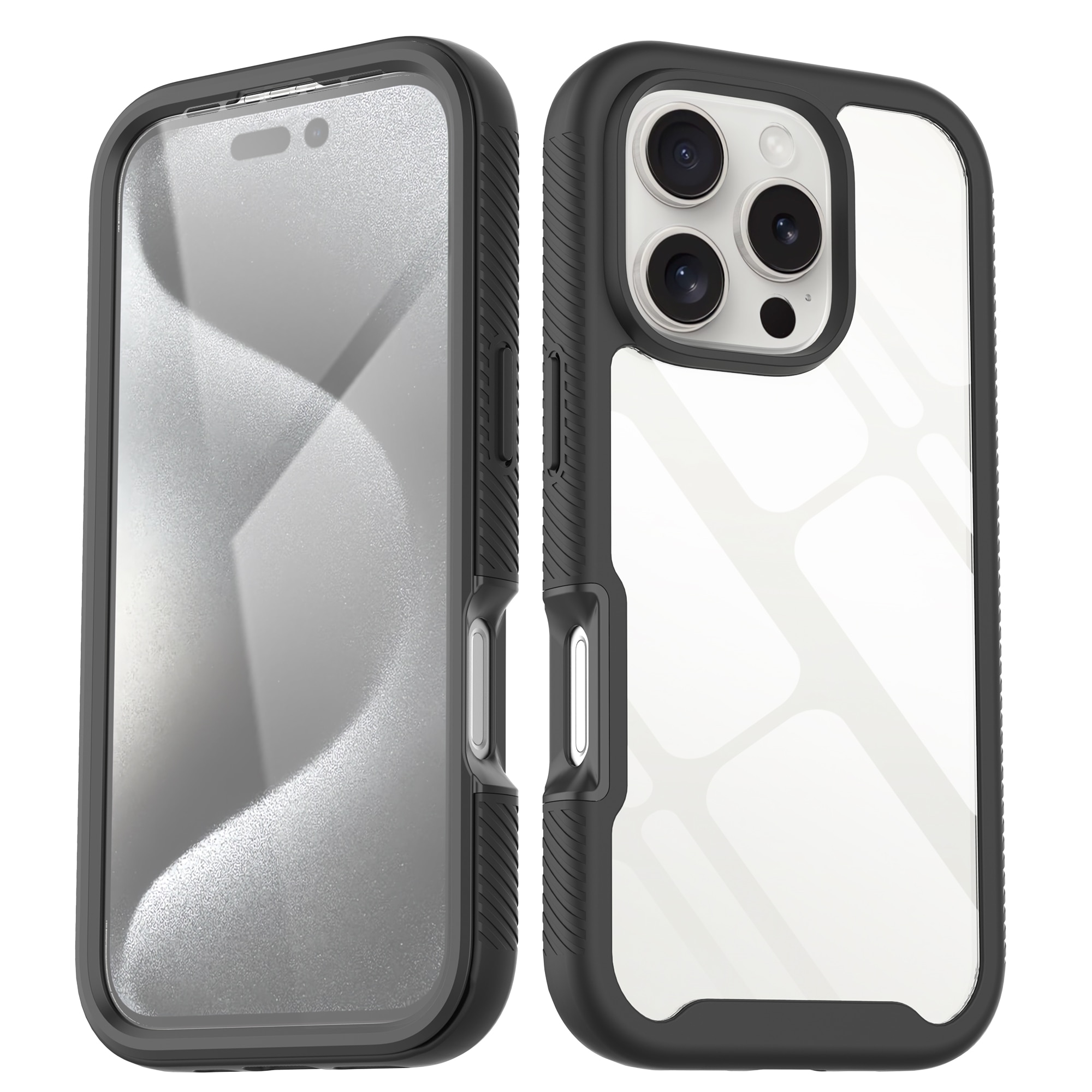 iPhone 16 Pro Max Full Protection Case zwart/transparant