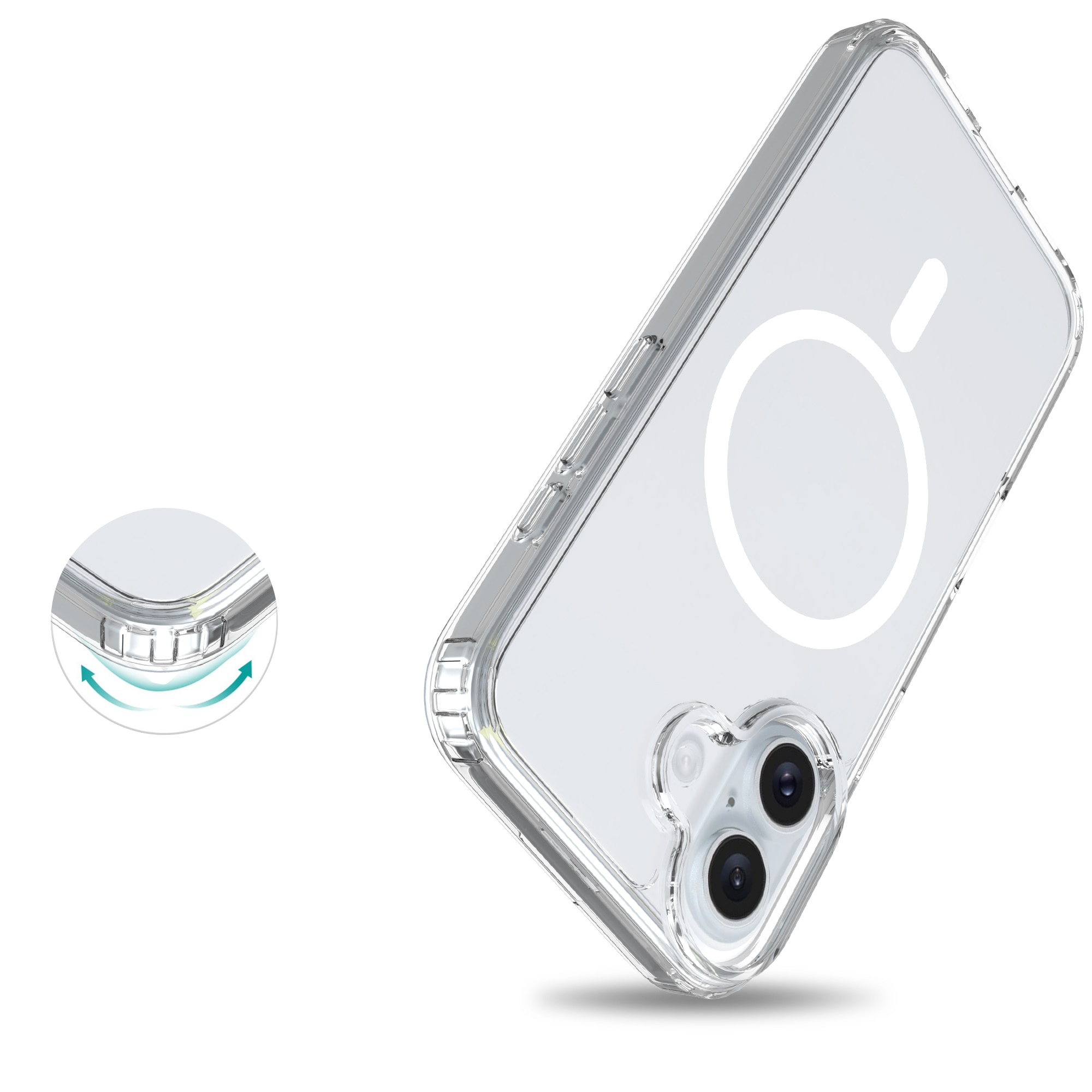 Hybridcase MagSafe iPhone 16 Plus transparant