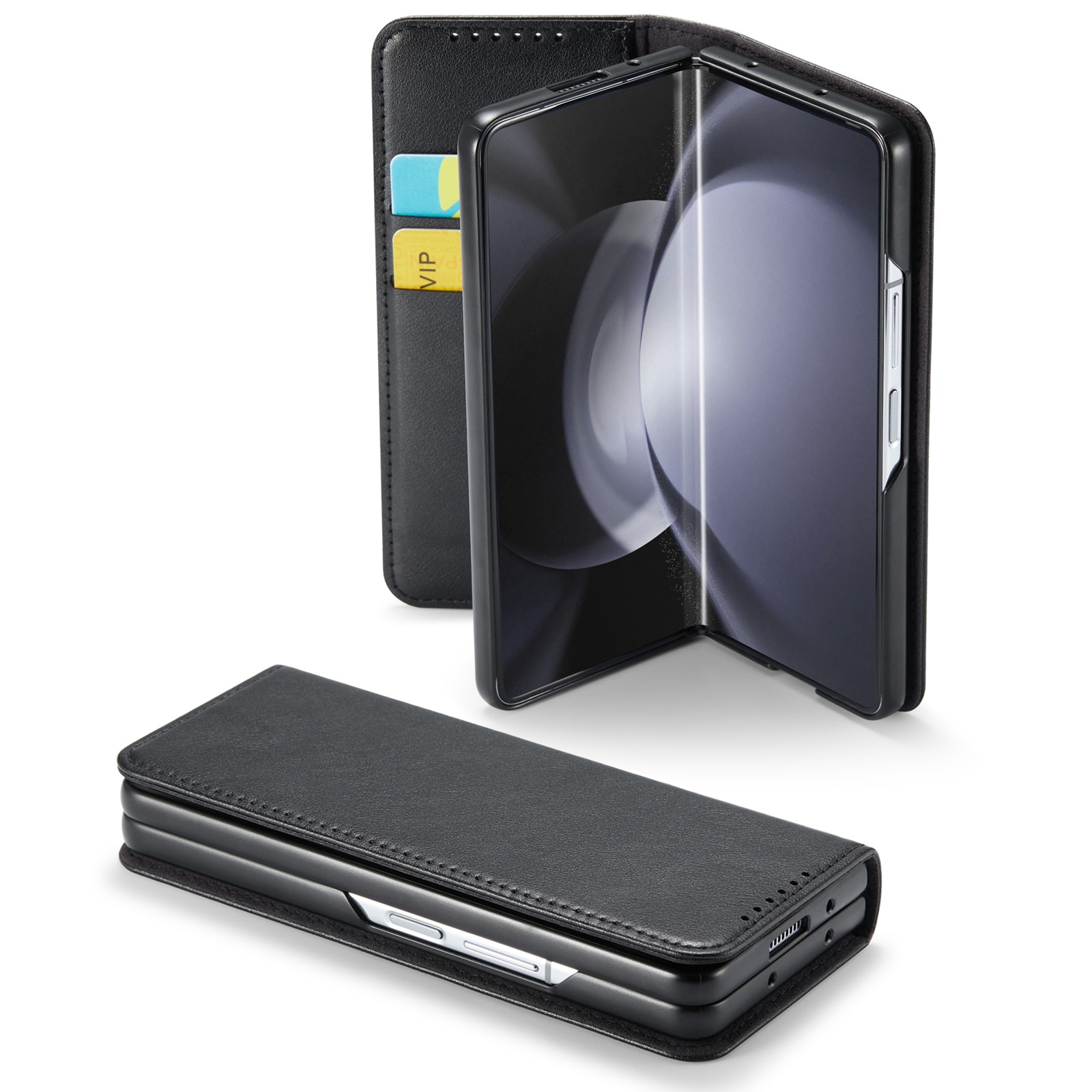 Samsung Galaxy Z Fold 6 Echt lederen hoesje zwart