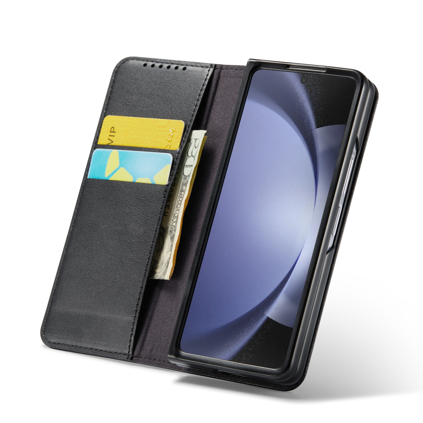 Samsung Galaxy Z Fold 6 Echt lederen hoesje zwart