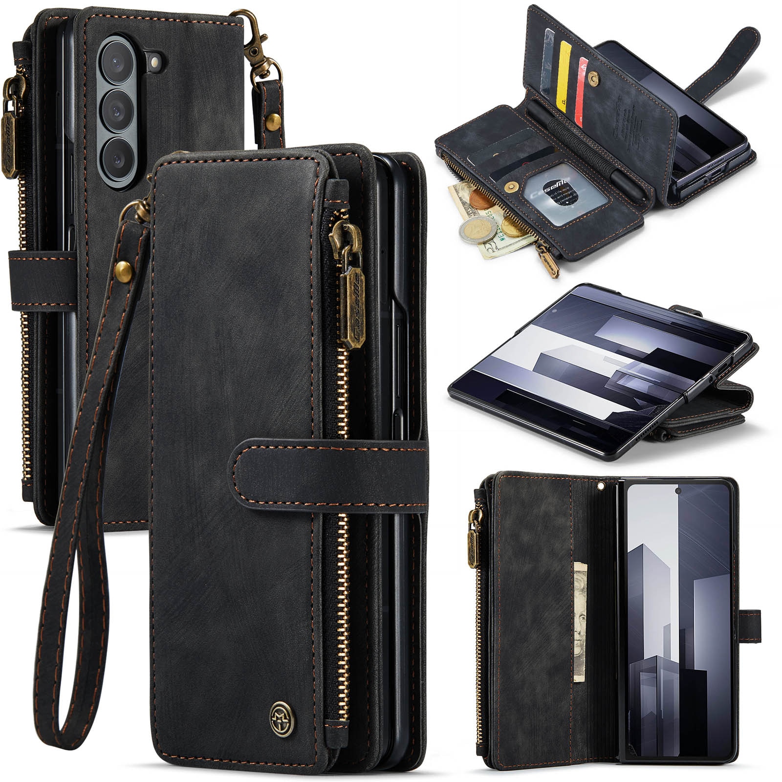 Bookcover hoesje Rits Samsung Galaxy Z Fold 6 zwart