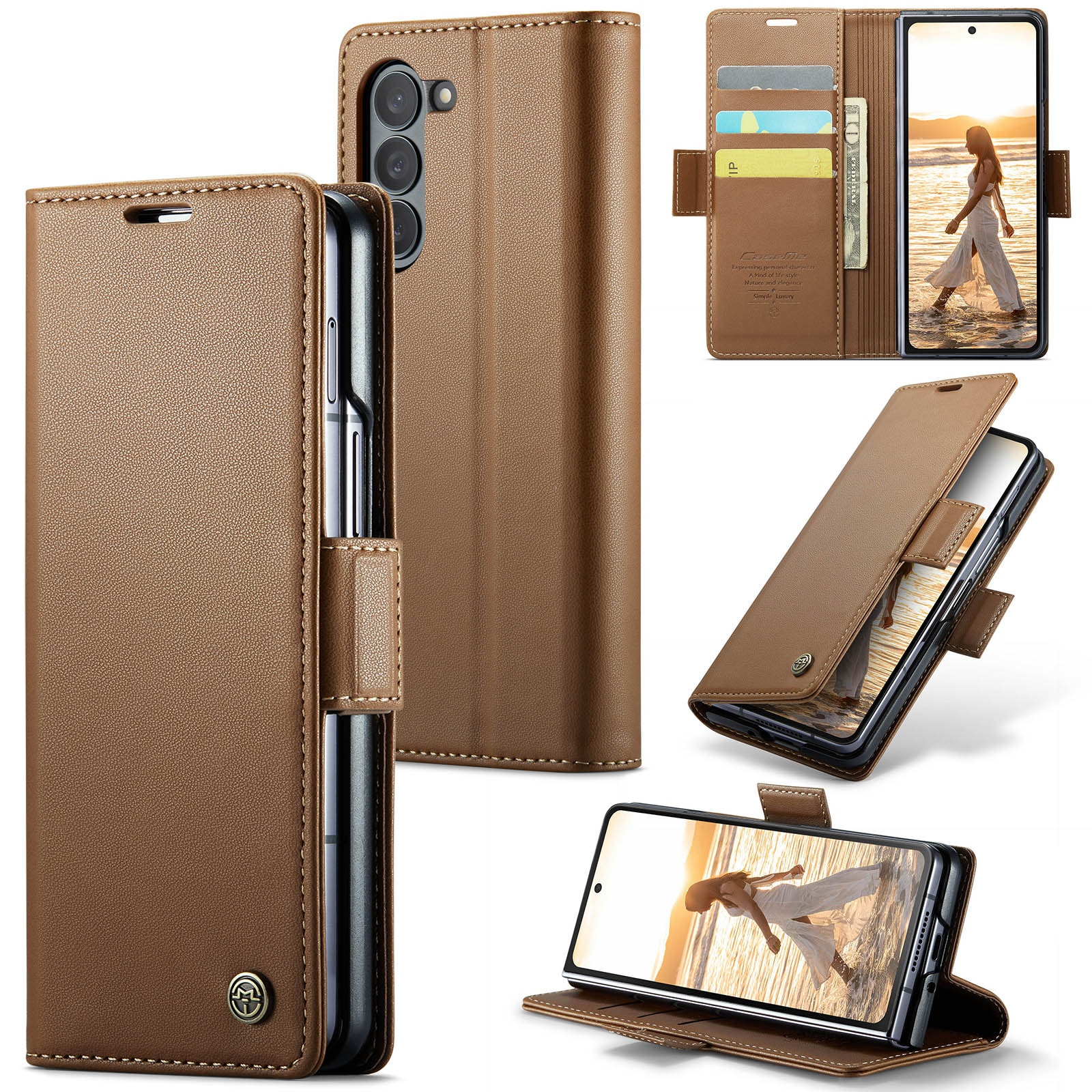 RFID blocking Slim Bookcover hoesje Samsung Galaxy Z Fold 6 bruin