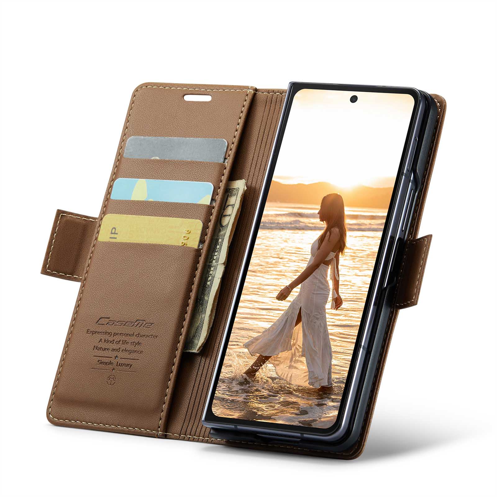 RFID blocking Slim Bookcover hoesje Samsung Galaxy Z Fold 6 bruin