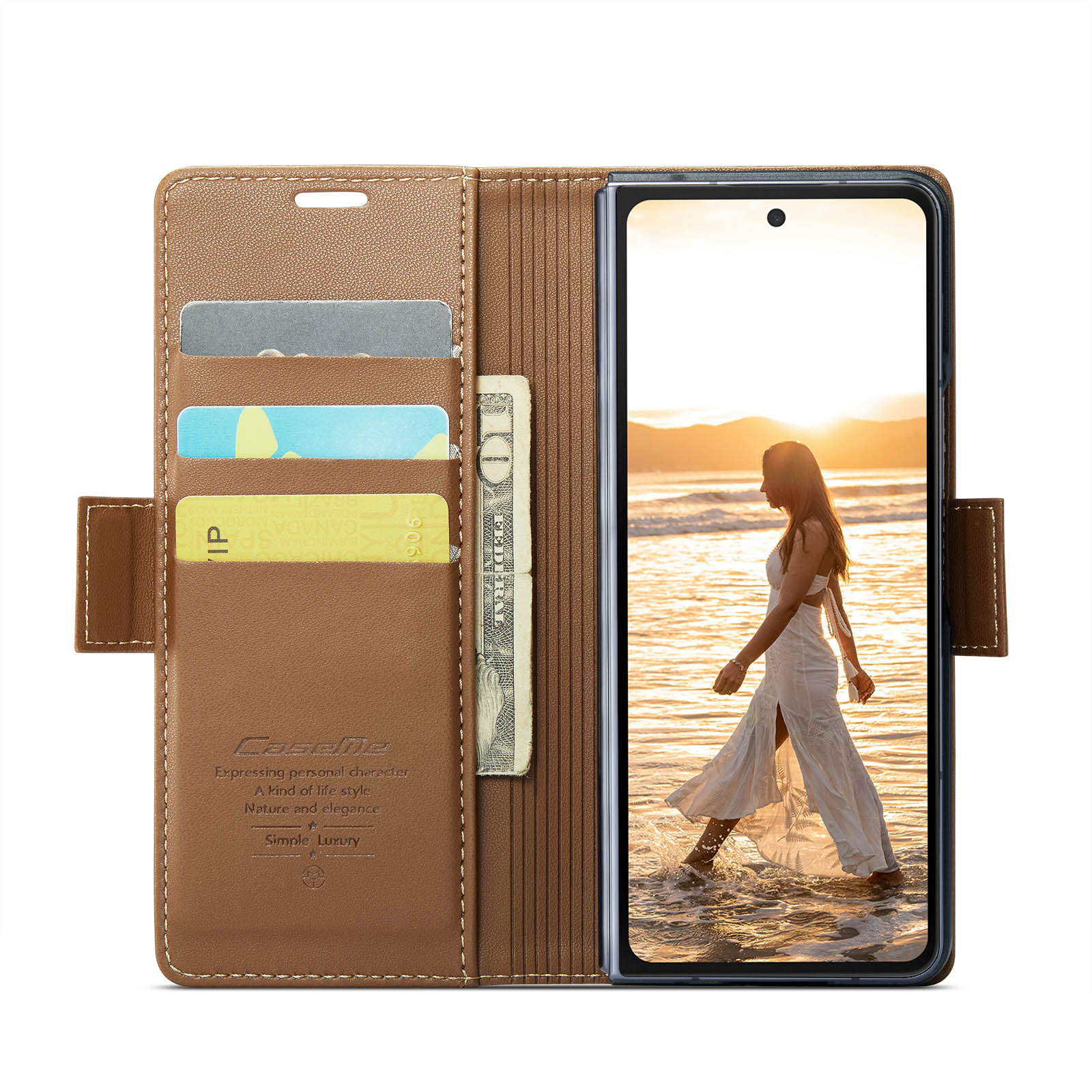 RFID blocking Slim Bookcover hoesje Samsung Galaxy Z Fold 6 bruin