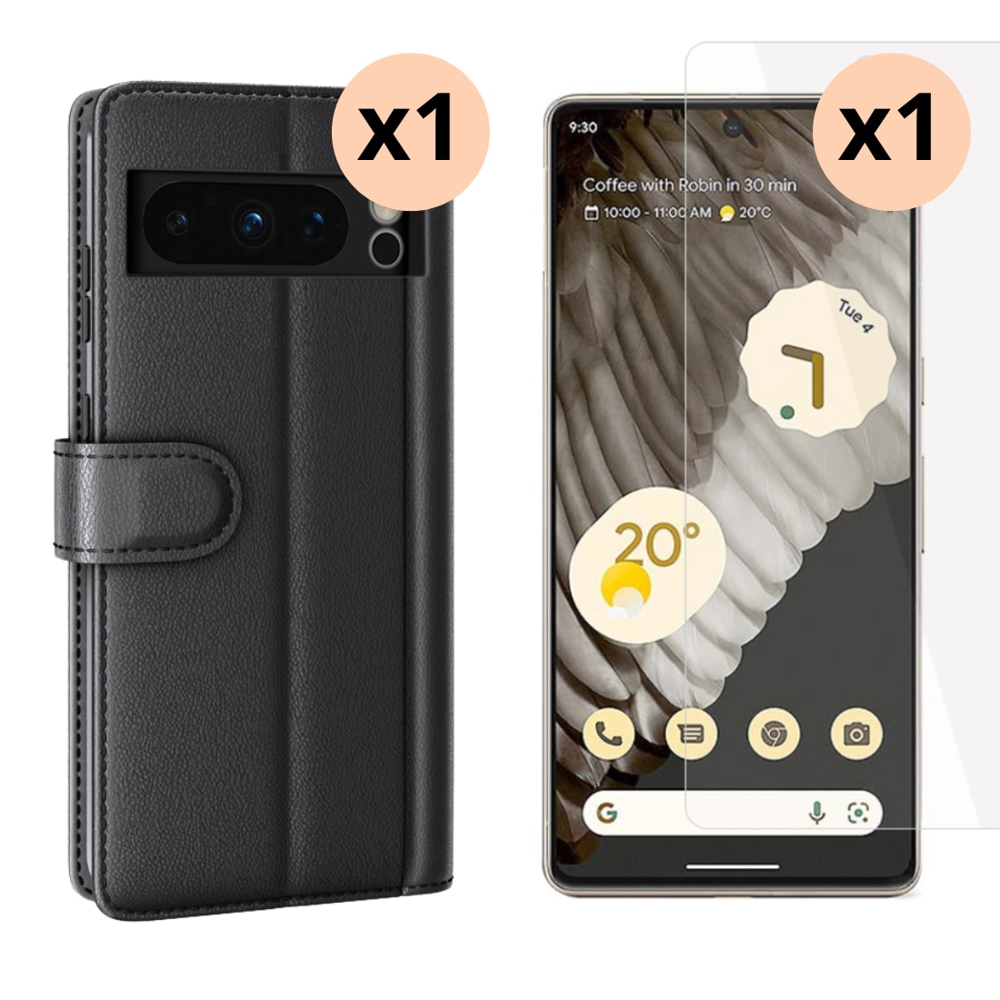 Google Pixel 8 Pro Set van Bookcover hoesje en Screenprotector