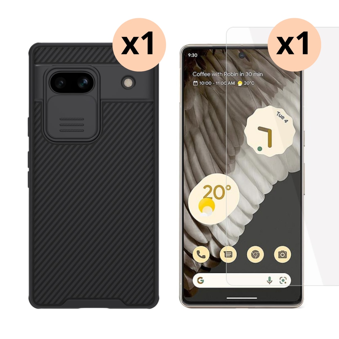 Google Pixel 7a Set CamShield Hoesje en Screenprotector