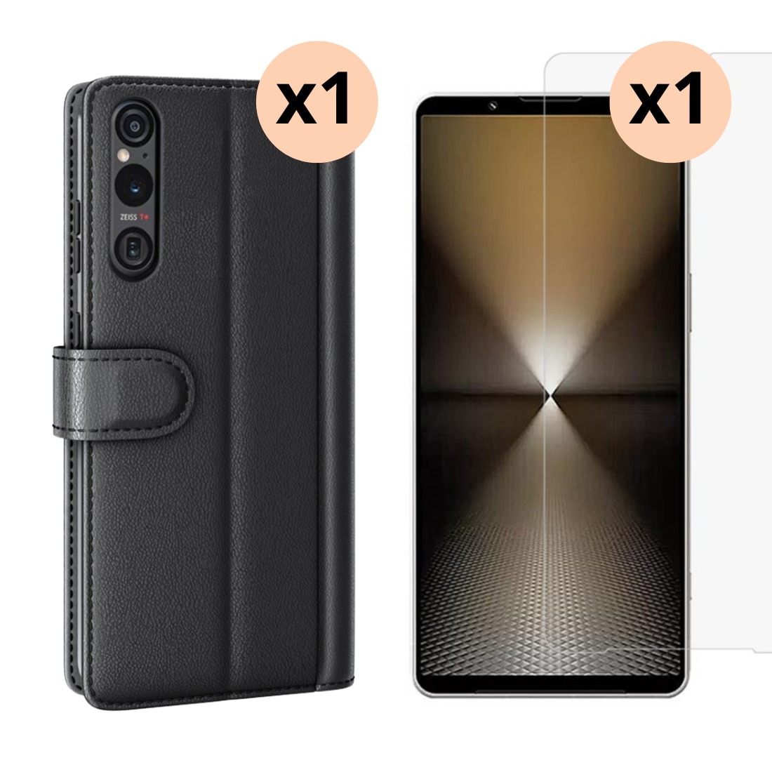 Sony Xperia 1 VI Set van Bookcover hoesje en Screenprotector