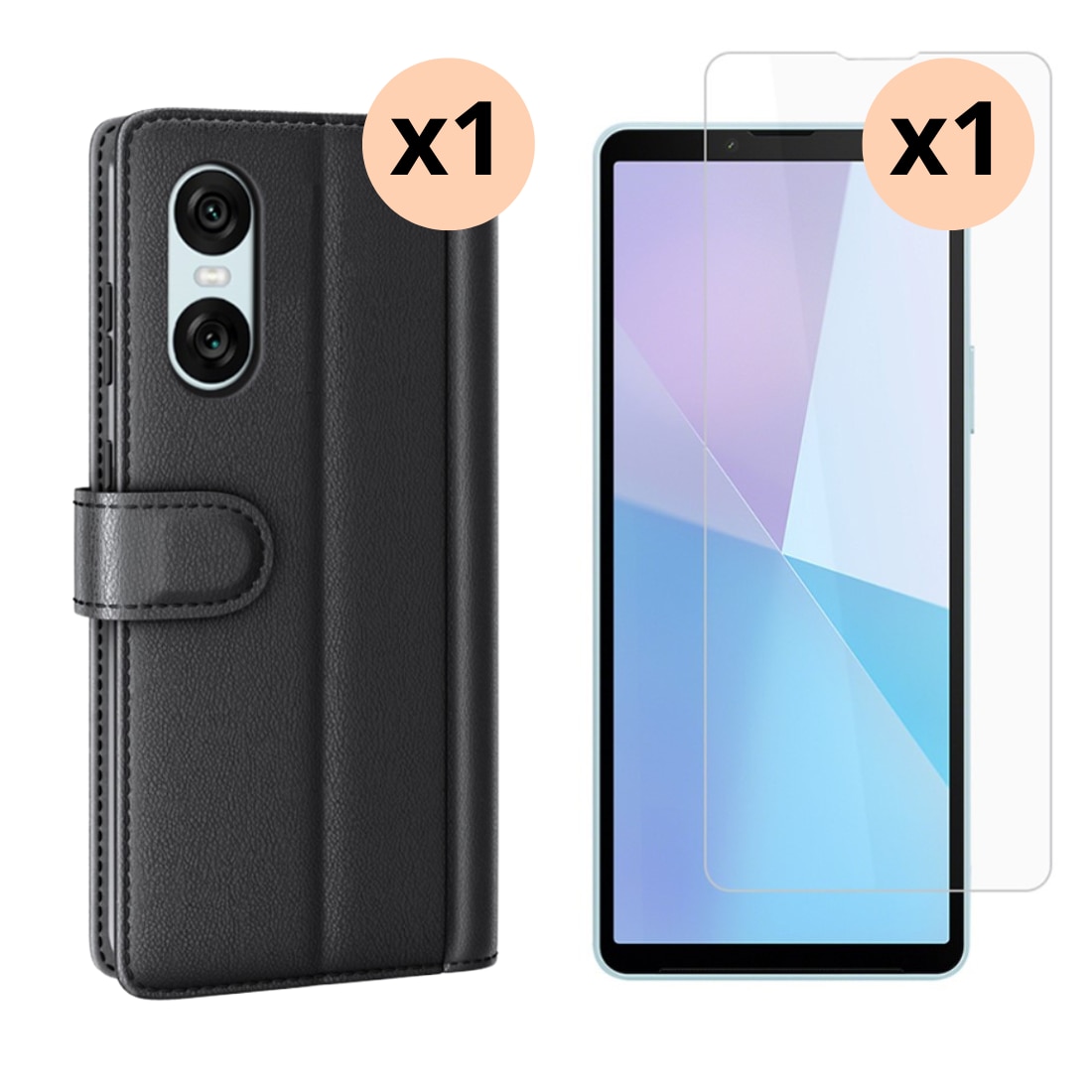 Sony Xperia 10 VI Set van Bookcover hoesje en Screenprotector