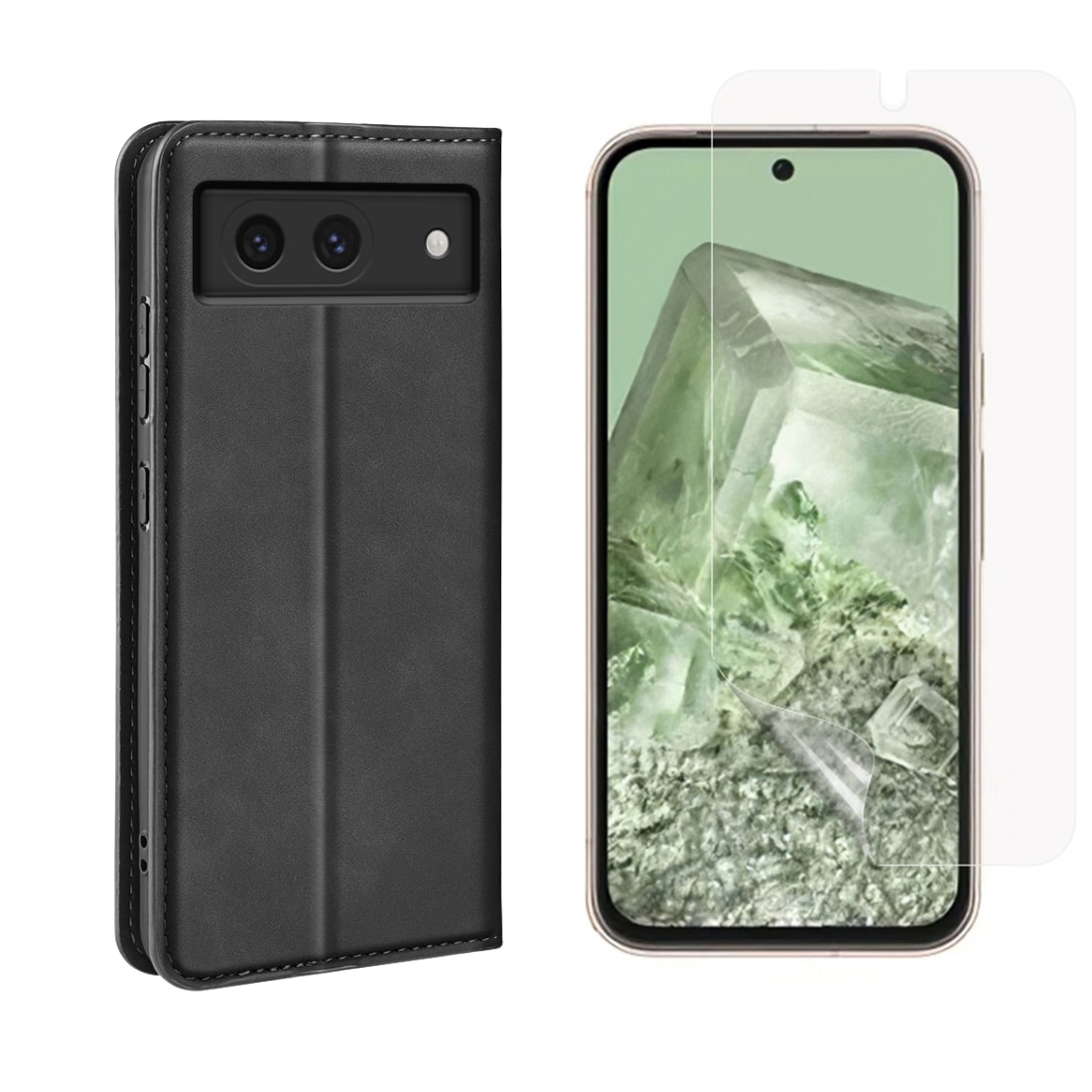 Google Pixel 8a Set van Dunne Bookcover hoesje en Screenprotector