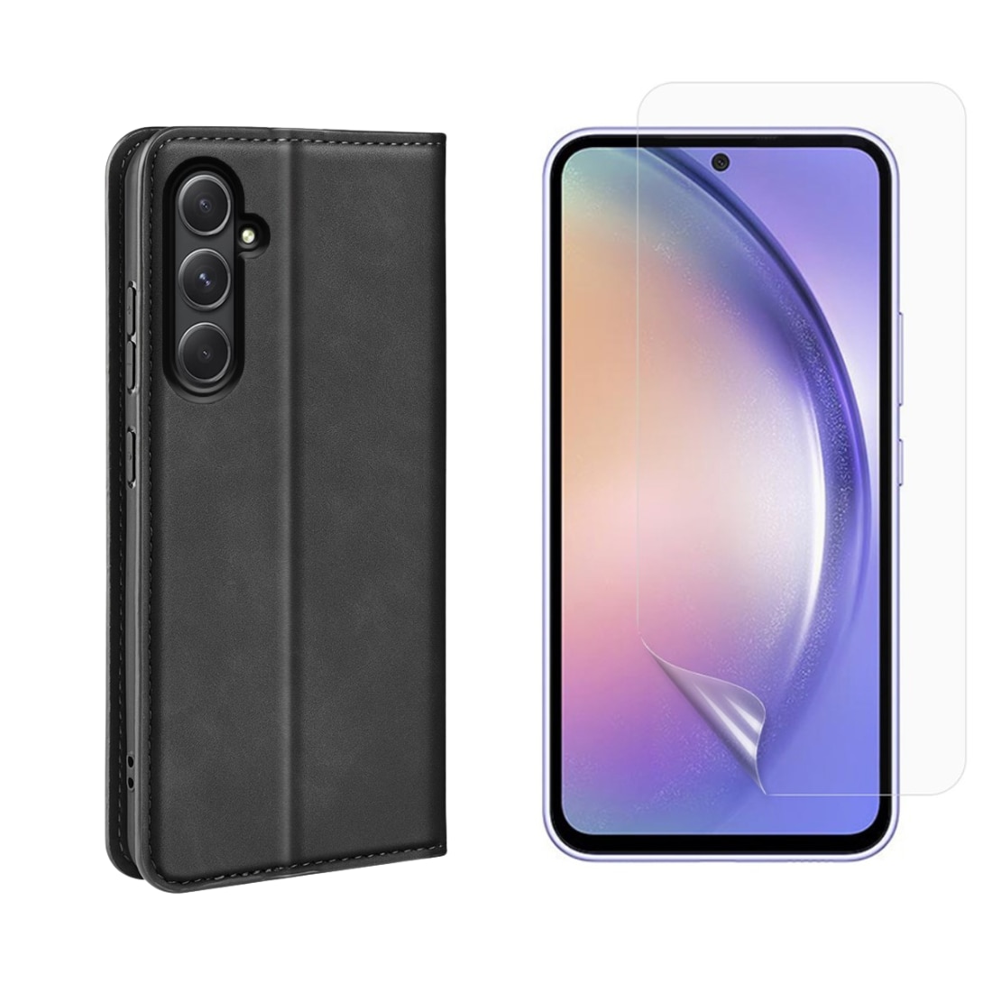 Samsung Galaxy A55 Set van Dunne Bookcover hoesje en Screenprotector