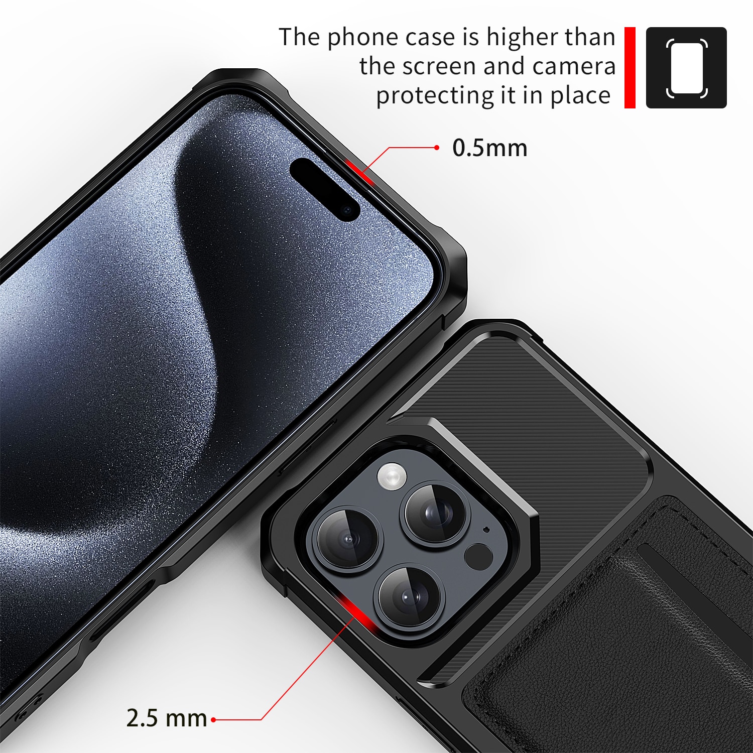 iPhone 16 Pro Tough Card Case zwart