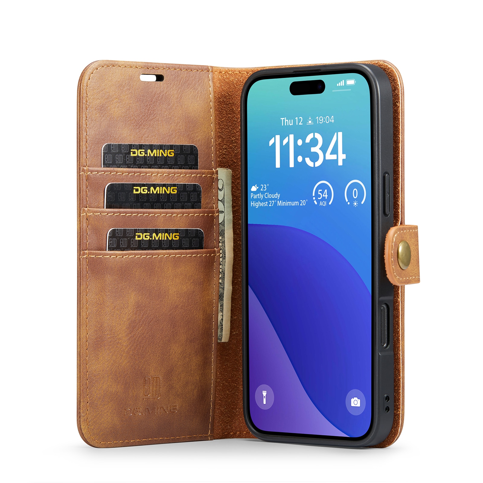 Magnet Wallet iPhone 16 Pro Max Cognac