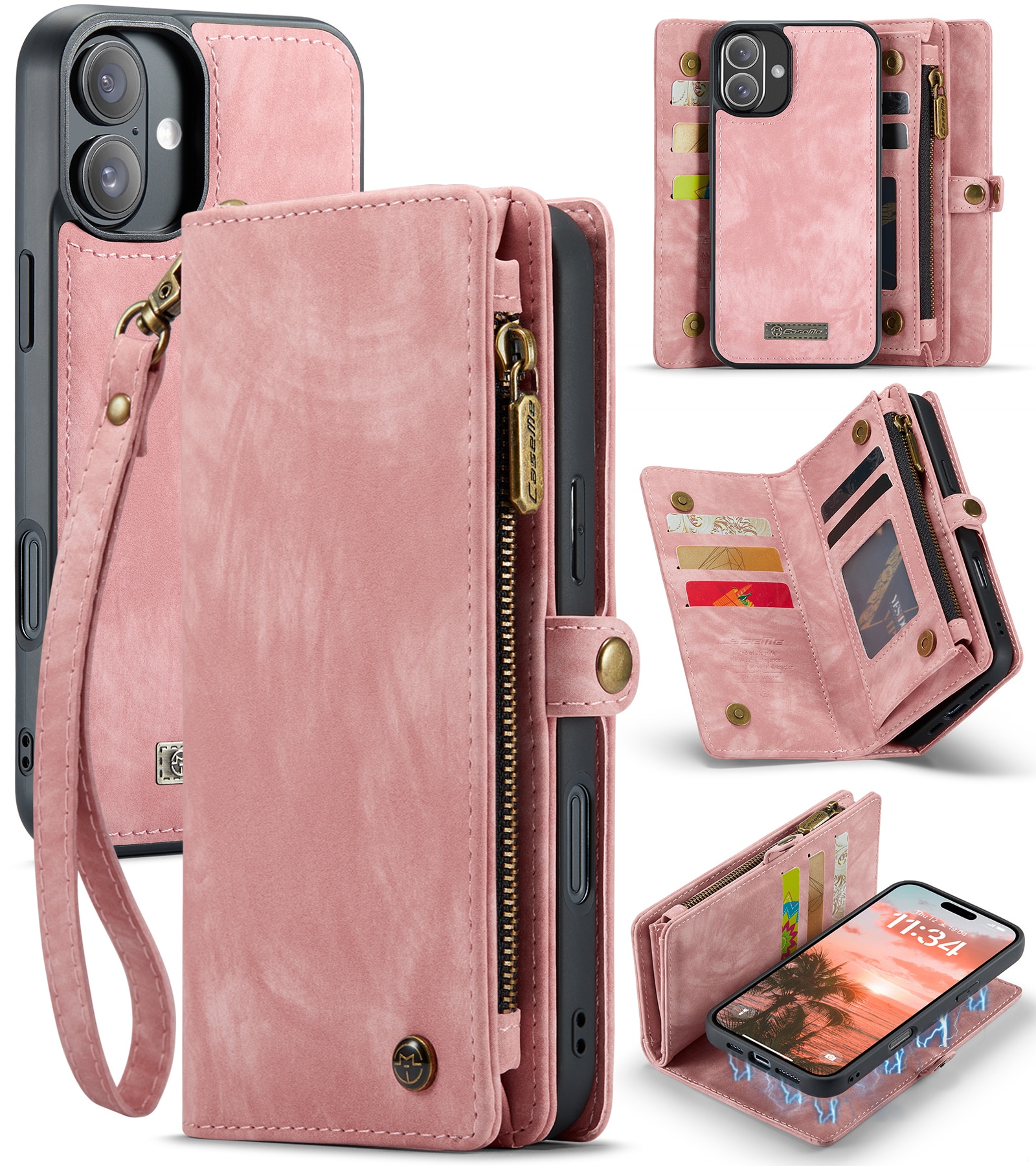 Multi-slot Hoesje iPhone 16 Plus roze