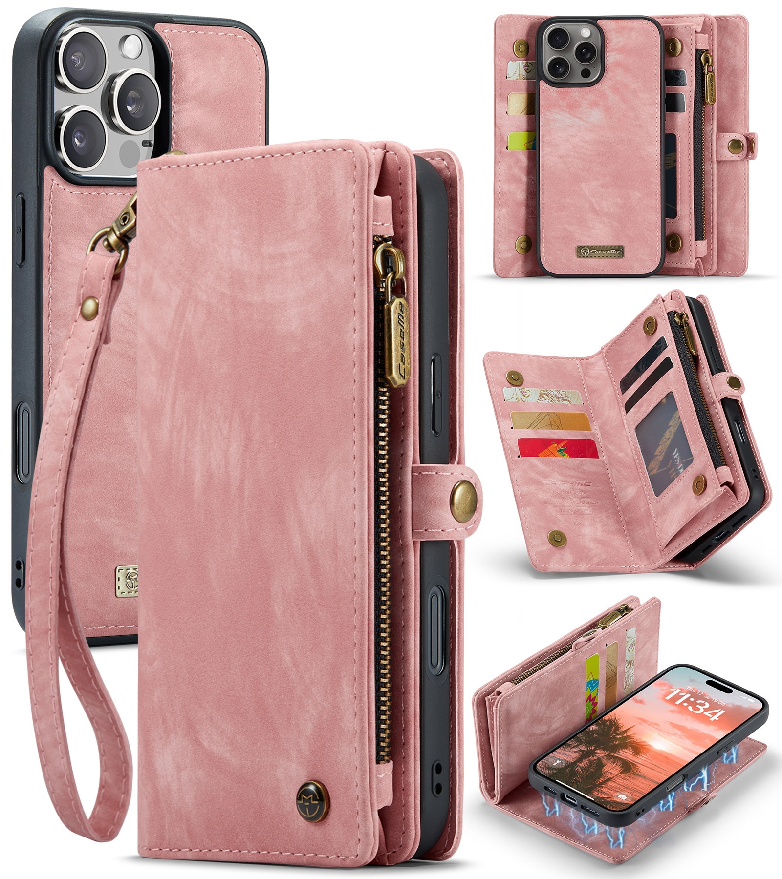 Multi-slot Hoesje iPhone 16 Pro Max roze