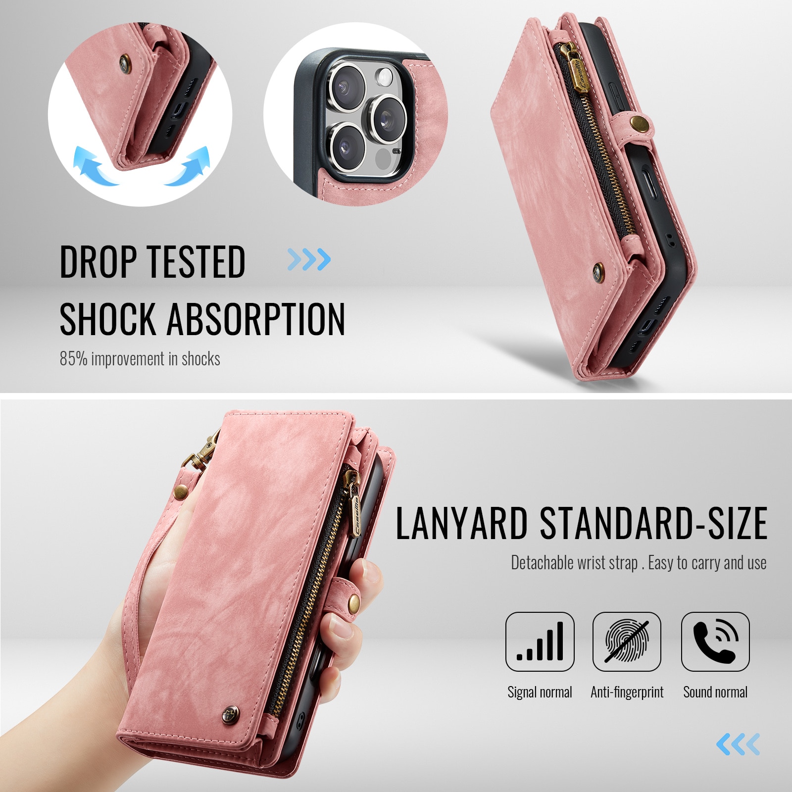 Multi-slot Hoesje iPhone 16 Pro roze