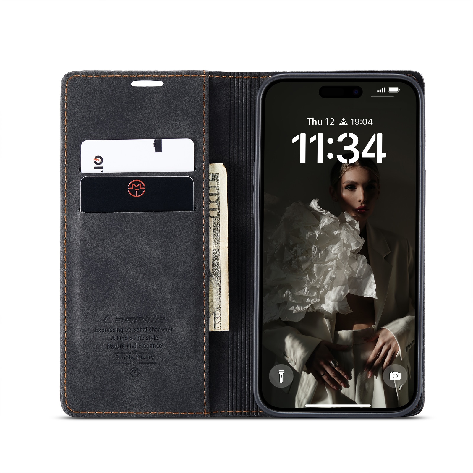 Slim Bookcover Hoesje iPhone 16 Plus Zwart