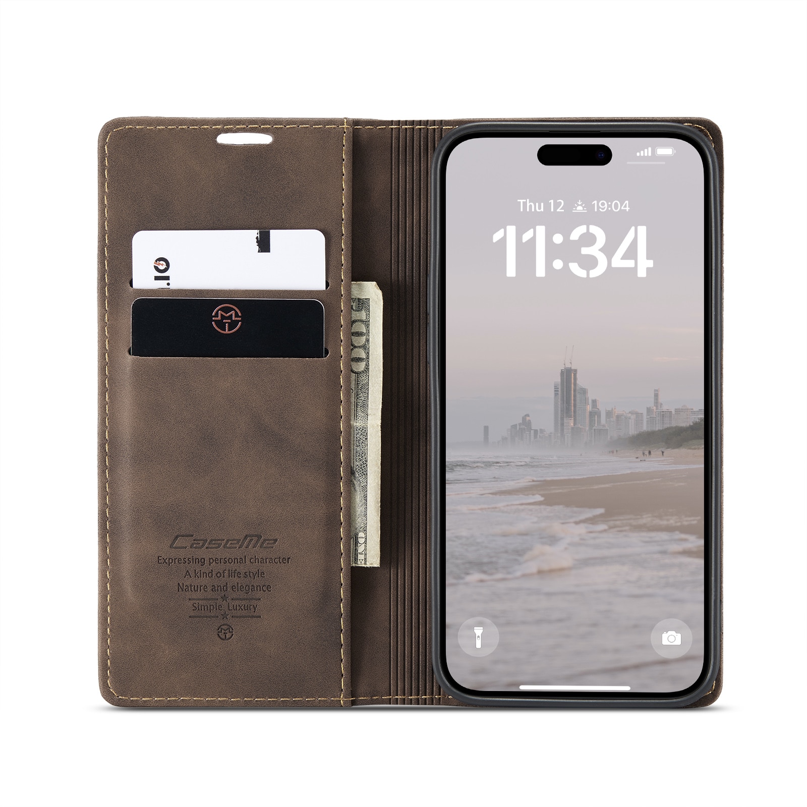 Slim Bookcover Hoesje iPhone 16 Plus Bruin