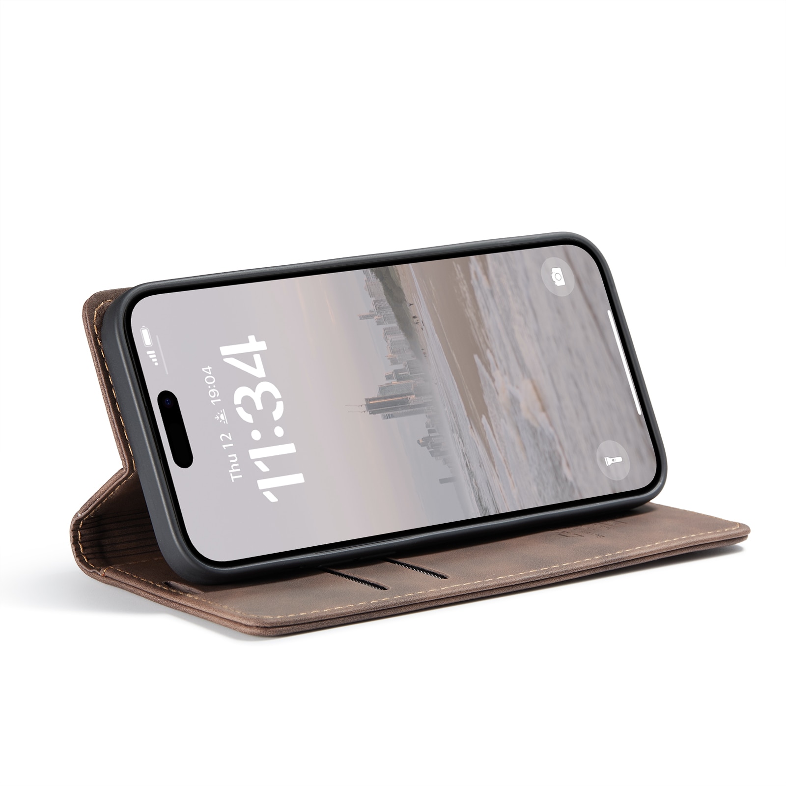 Slim Bookcover Hoesje iPhone 16 Bruin