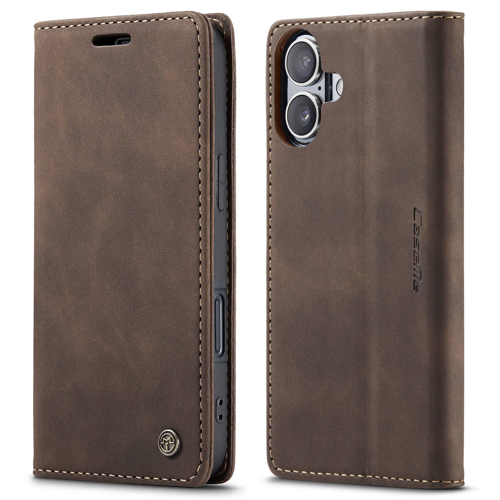 Slim Bookcover Hoesje iPhone 16 Bruin