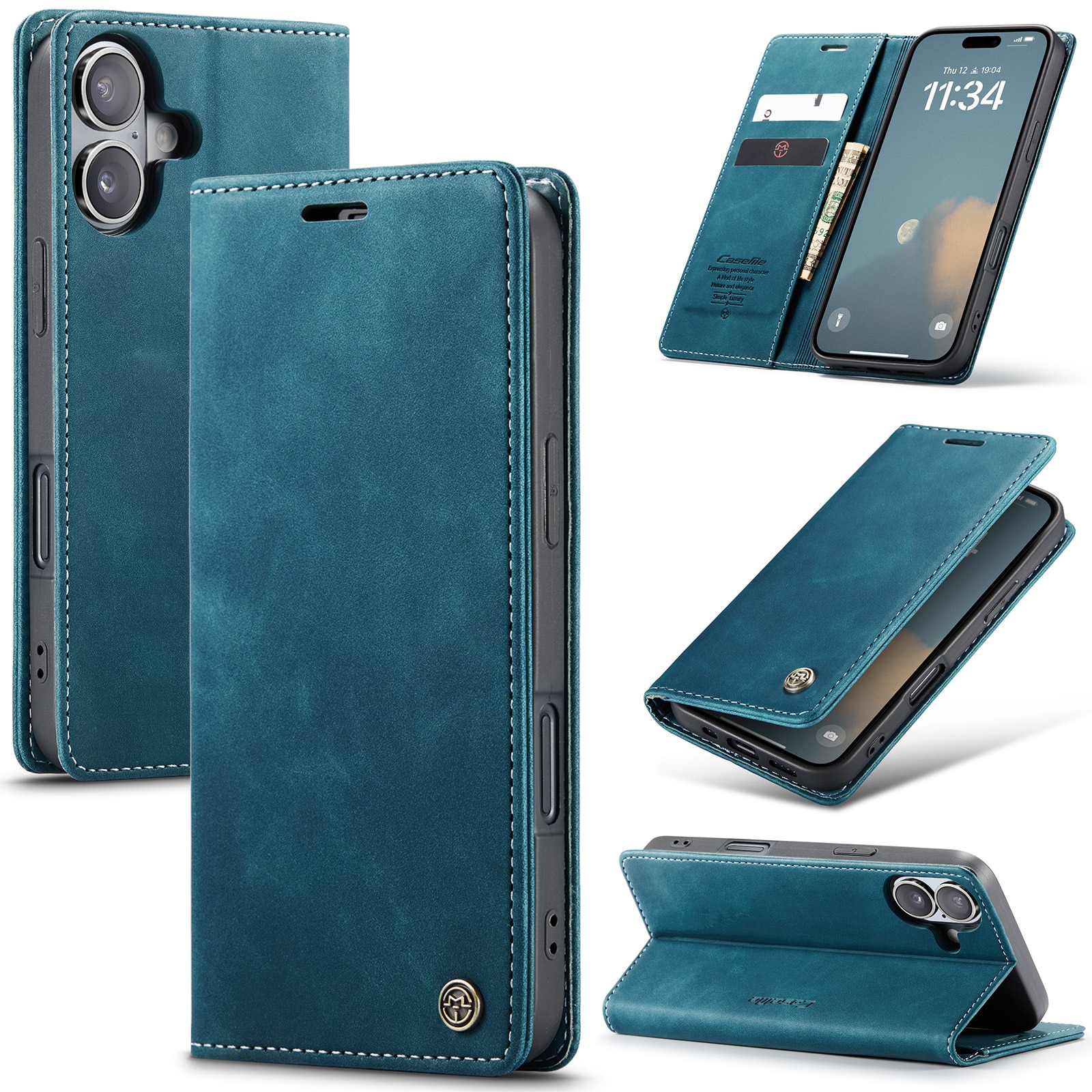 Slim Bookcover Hoesje iPhone 16 Plus Blauw