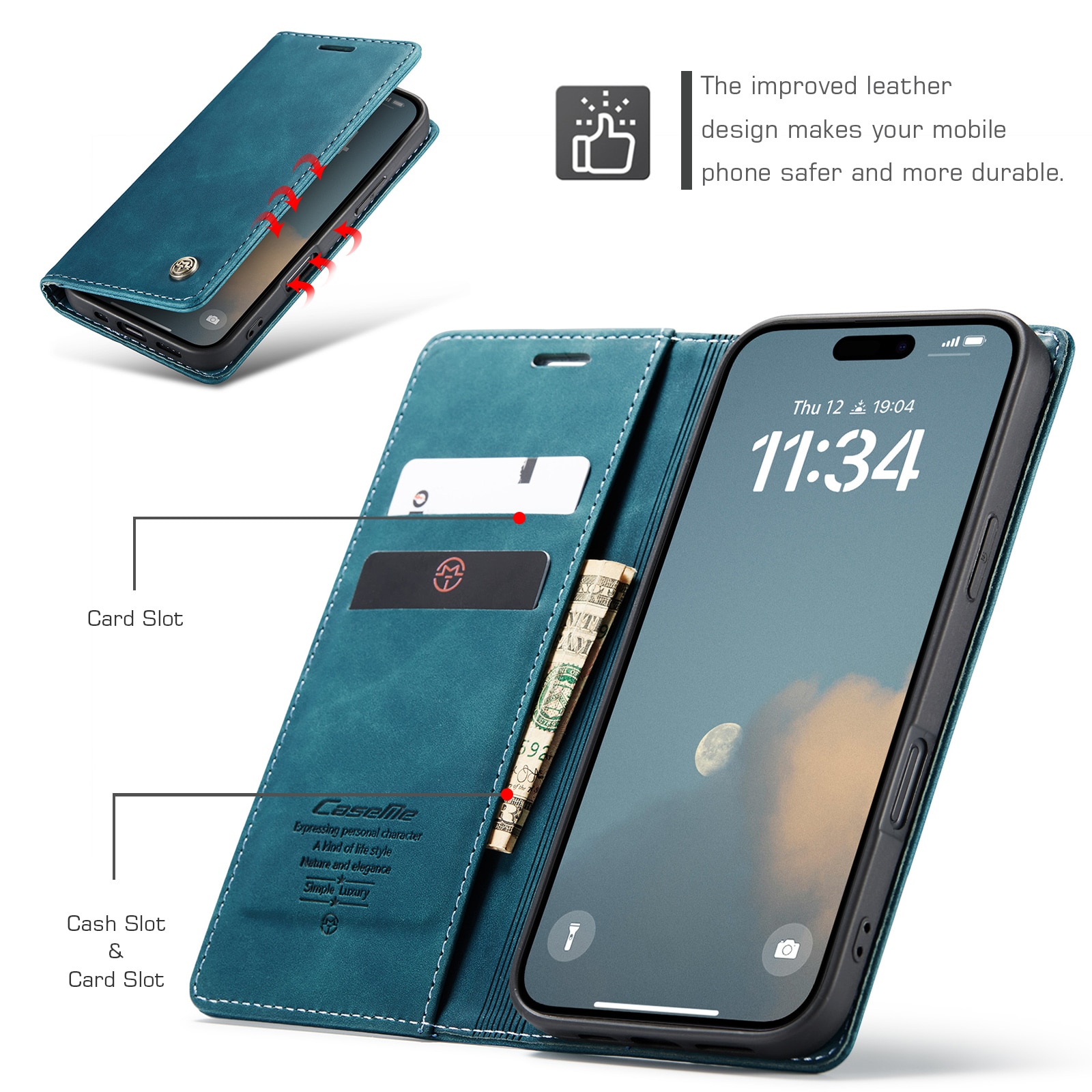 Slim Bookcover Hoesje iPhone 16 Plus Blauw