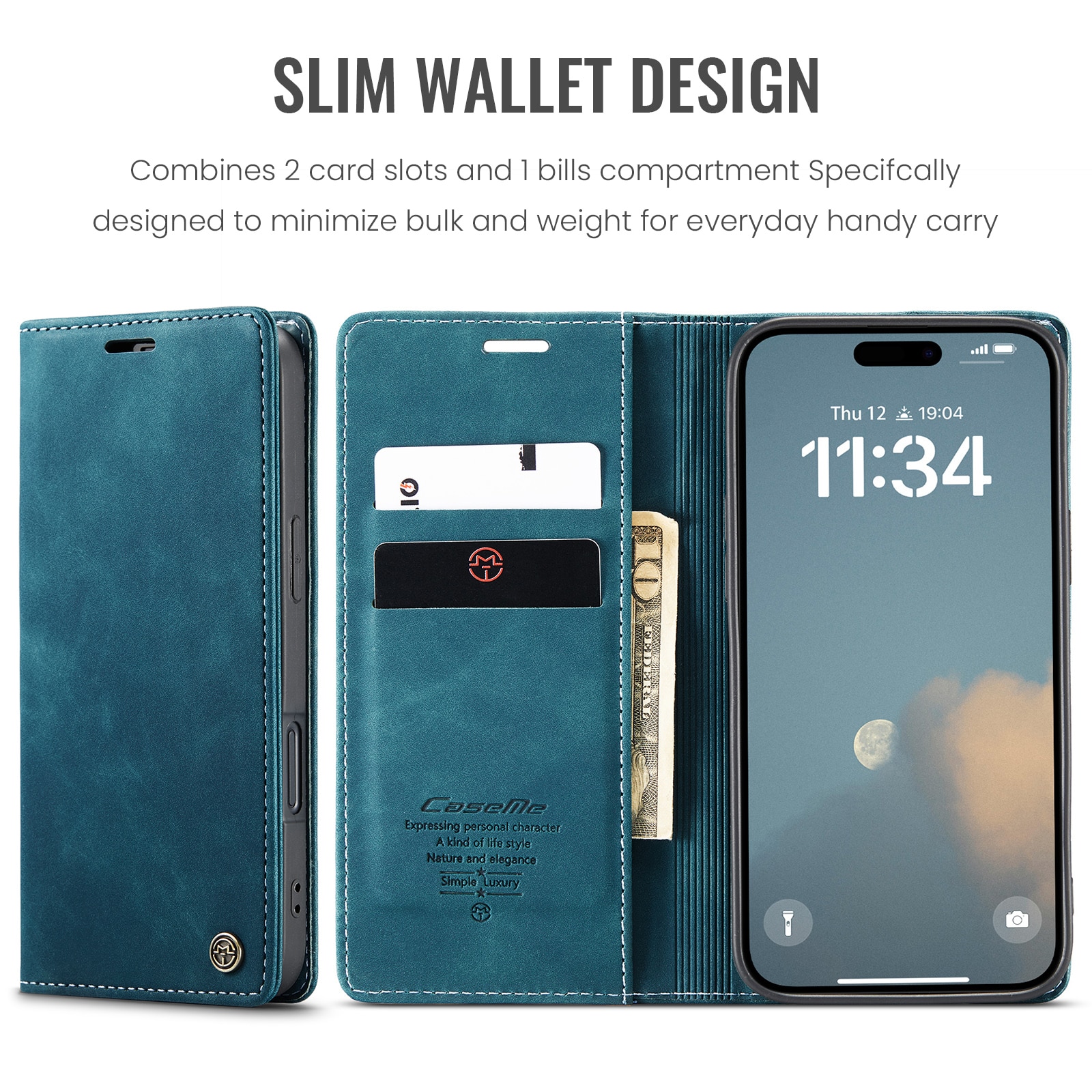 Slim Bookcover Hoesje iPhone 16 Plus Blauw