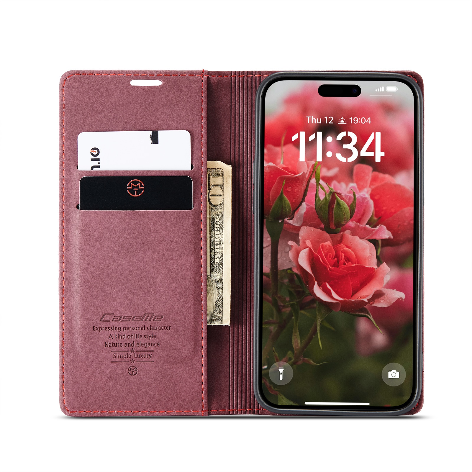 Slim Bookcover Hoesje iPhone 16 Plus Rood