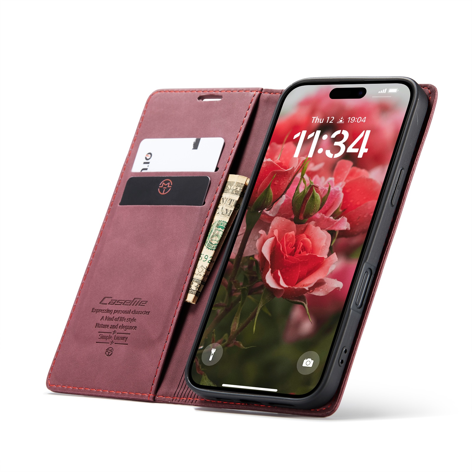 Slim Bookcover Hoesje iPhone 16 Rood