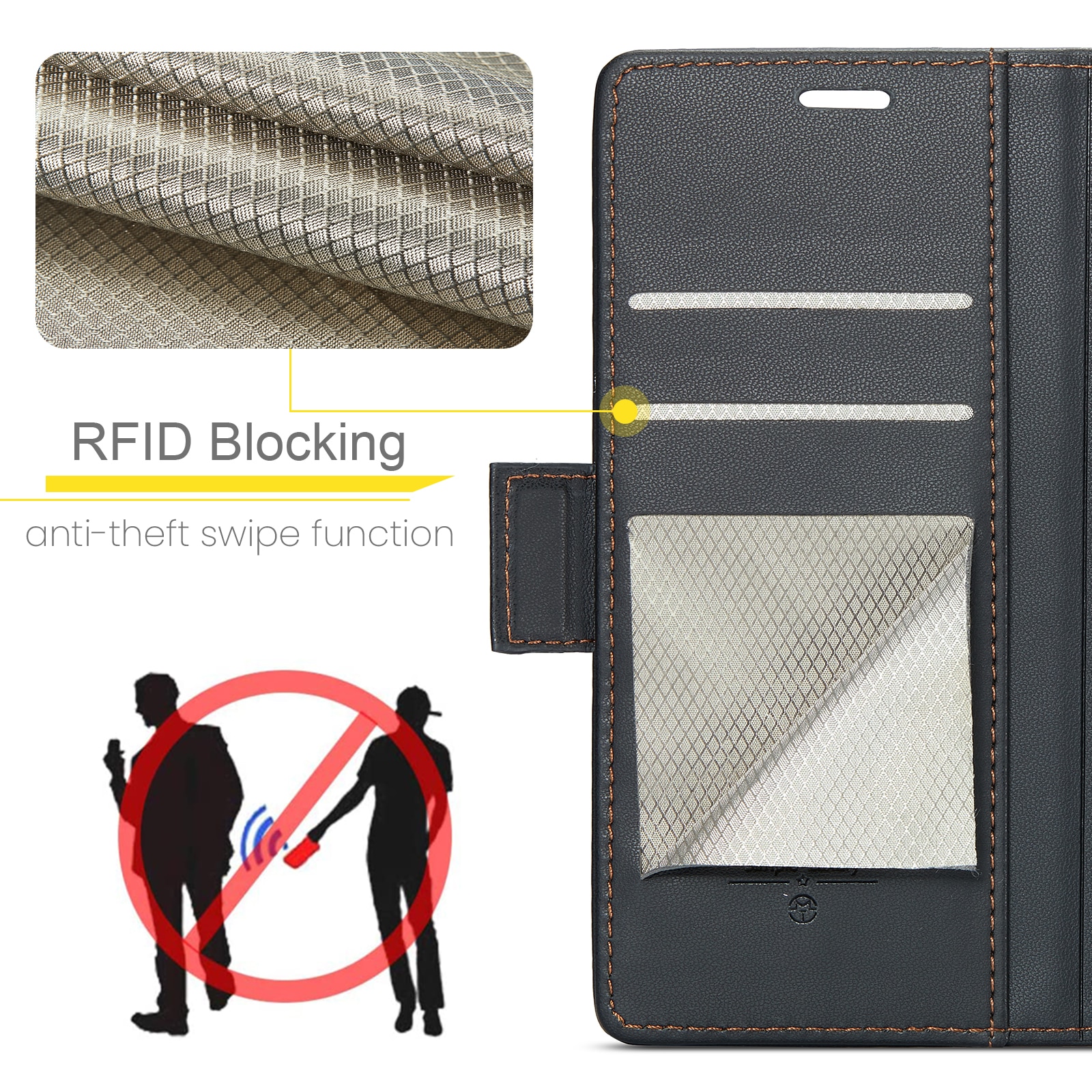 RFID blocking Slim Bookcover Hoesje Google Pixel 9 Zwart