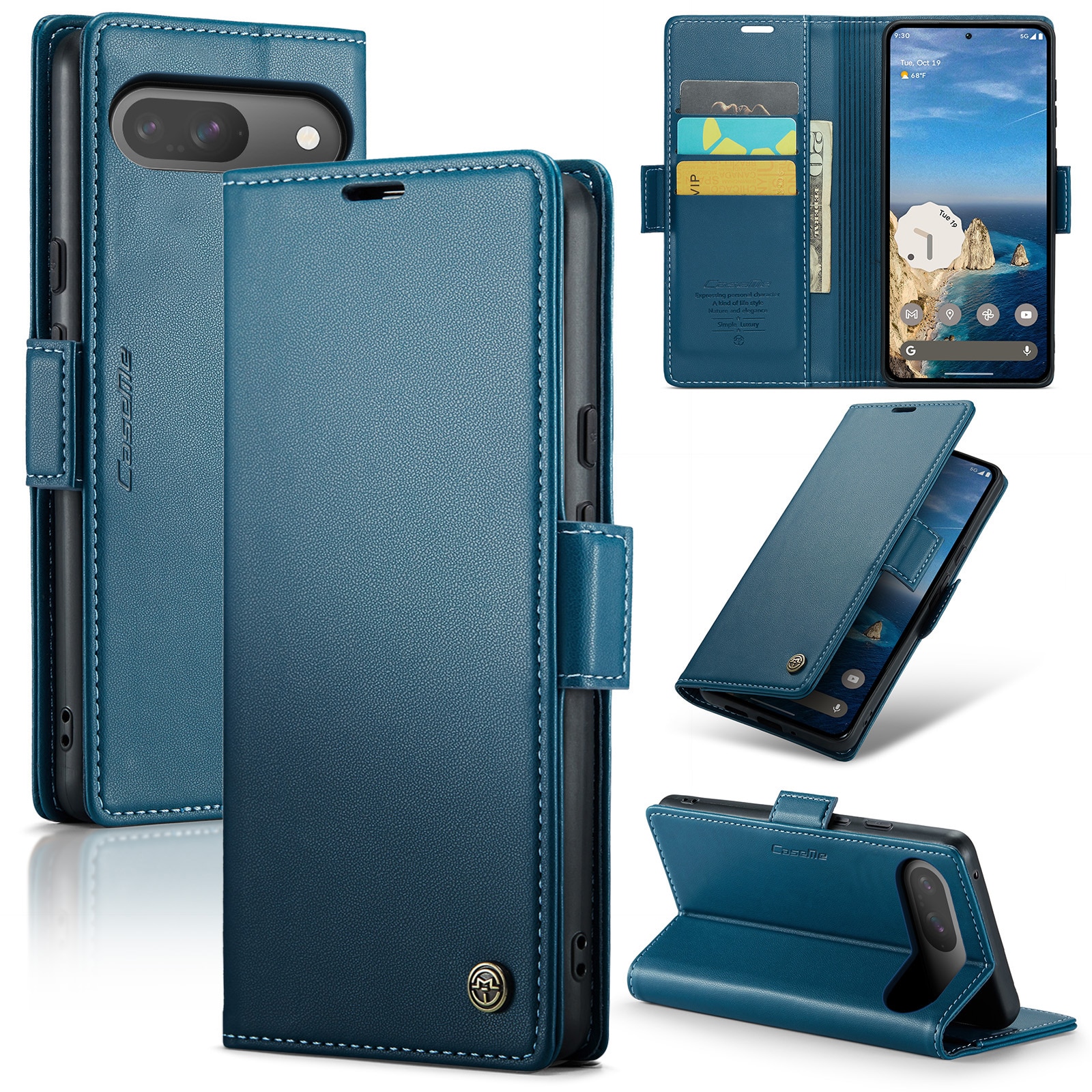 RFID blocking Slim Bookcover Hoesje Google Pixel 9 Pro Blauw