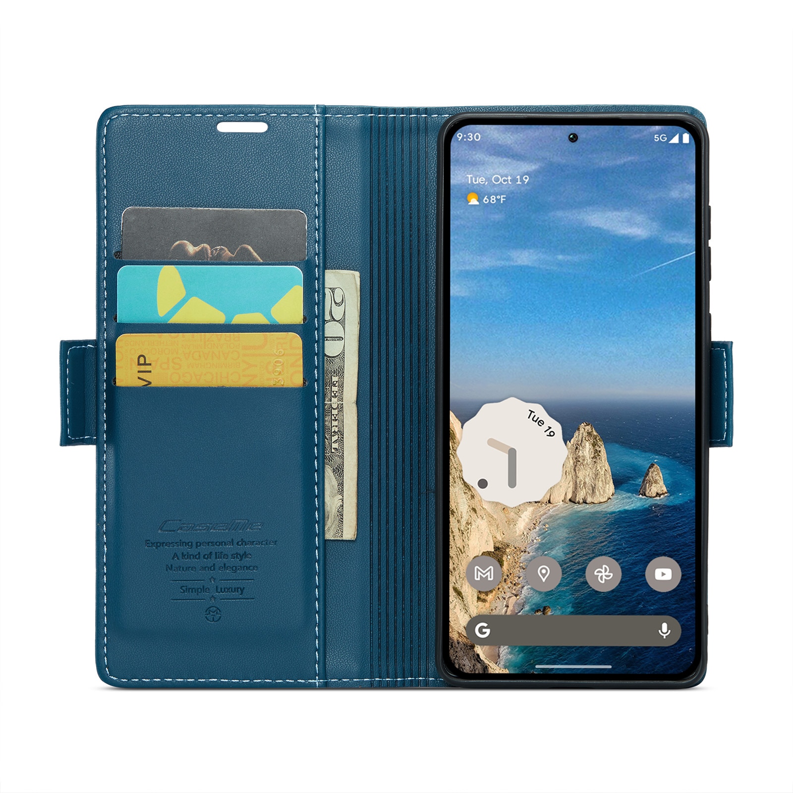 RFID blocking Slim Bookcover Hoesje Google Pixel 9 Blauw