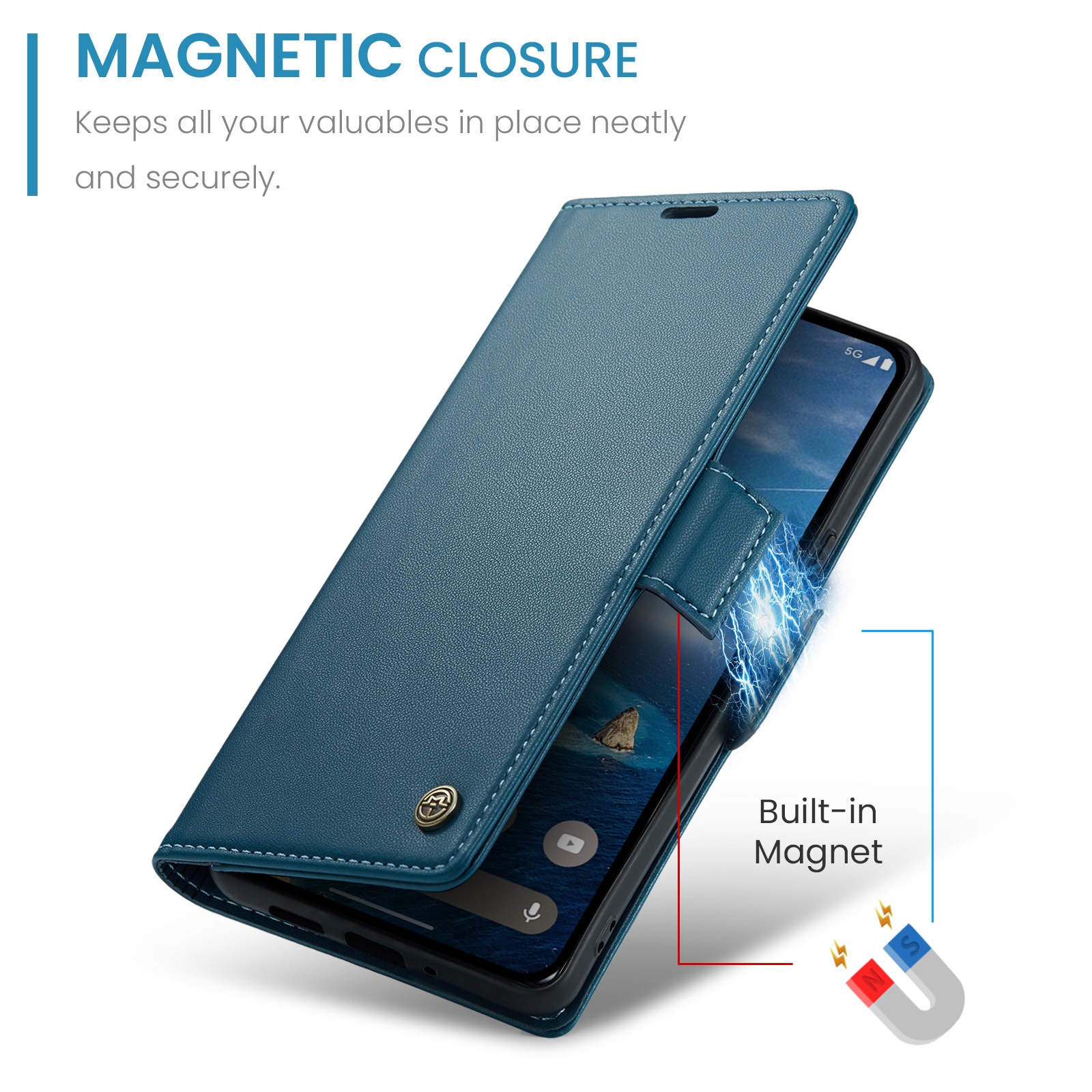 RFID blocking Slim Bookcover Hoesje Google Pixel 9 Pro Blauw