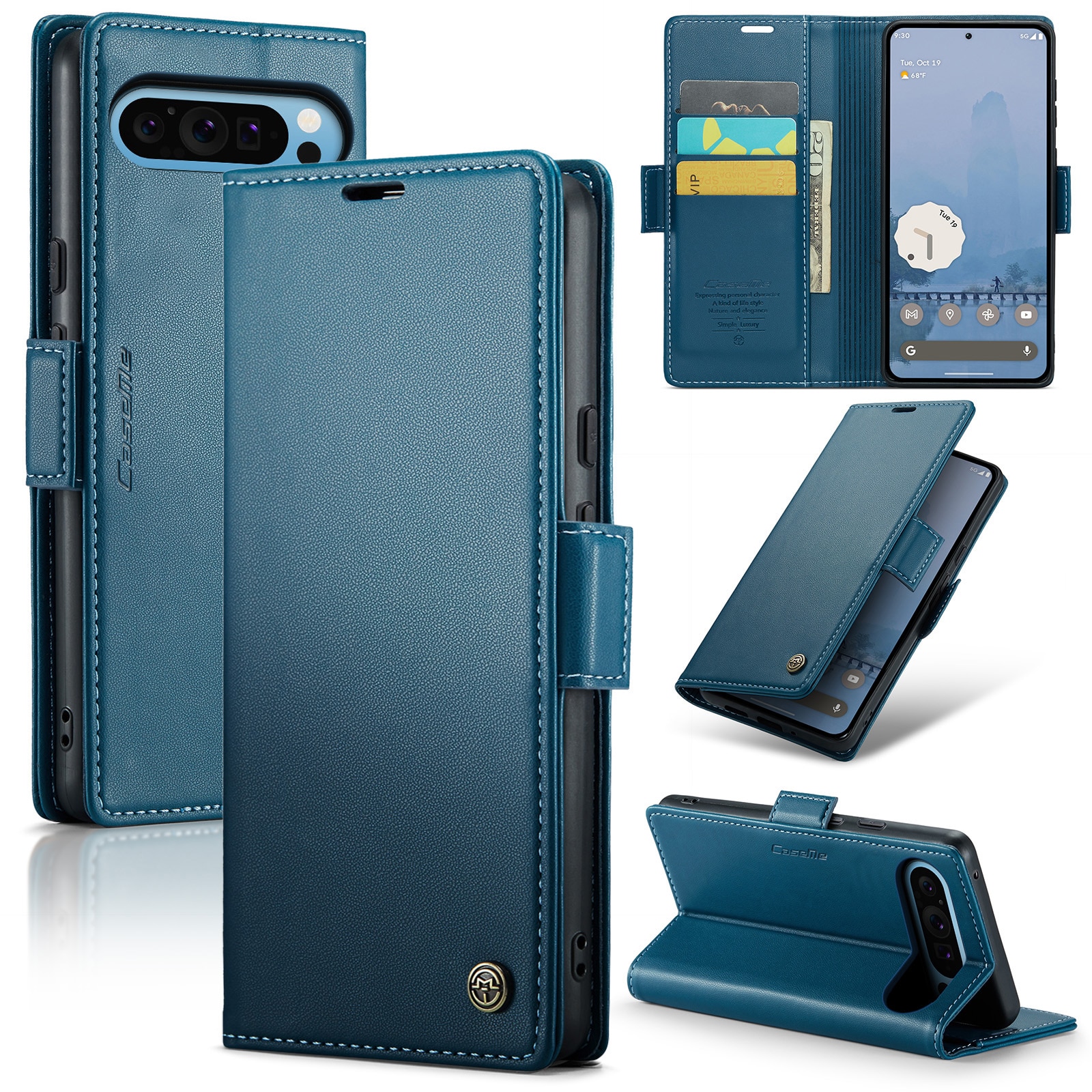 RFID blocking Slim Bookcover Hoesje Google Pixel 9 Pro XL Blauw